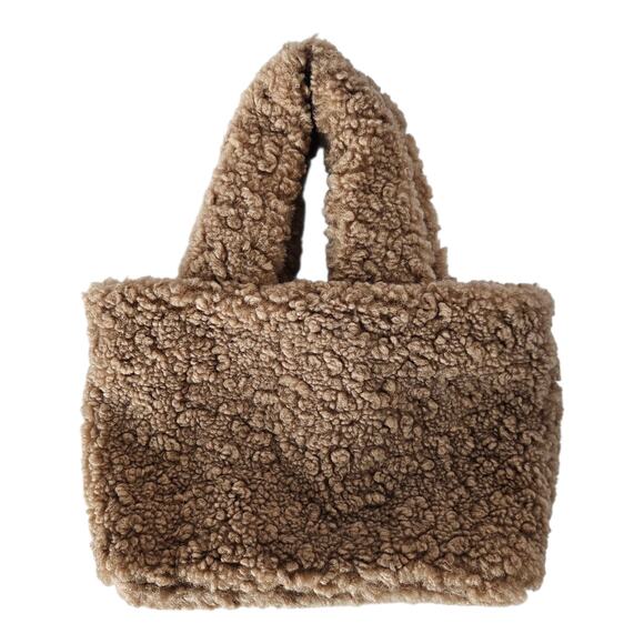 LAUNDRY by Shelli Segal Teddy Bear Sherpa Bag Tan Tote Handbag Purse NEW NWOT - Picture 6 of 6